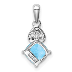 Sterling Silver Rhodium Plated Diamond and Light Swiss BT Pendant - 2