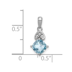 Sterling Silver Rhodium Plated Diamond and Light Swiss BT Pendant - 2
