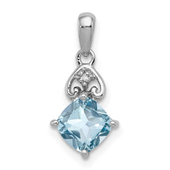Sterling Silver Rhodium Plated Diamond and Light Swiss BT Pendant - 2