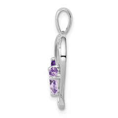 Sterling Silver RH Plated Diamond Amethyst and Rose de France Pendant - 2