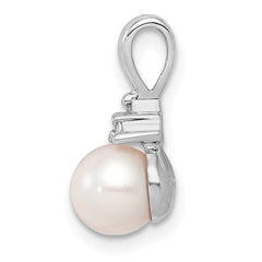 Sterling Silver Rhod Plated Diamond and FW Cultured Pearl Pendant - 2