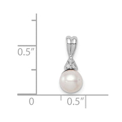 Sterling Silver Rhod Plated Diamond and FW Cultured Pearl Pendant - 2