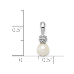 Sterling Silver Rhod Plated Diamond and FW Cultured Pearl Pendant