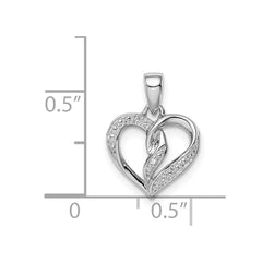 Sterling Silver Rhodium-Plated Diamond Heart Pendant - 2