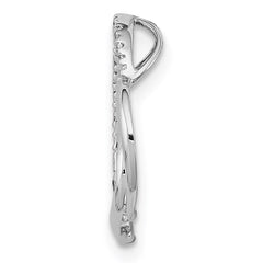 Sterling Silver Rhodium Plated Diamond Double Heart Pendant - 2