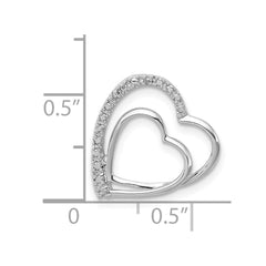 Sterling Silver Rhodium Plated Diamond Double Heart Pendant - 2