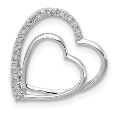 Sterling Silver Rhodium Plated Diamond Double Heart Pendant - 2