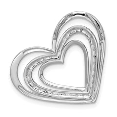 Sterling Silver Rhodium Plated Diamond Triple Heart Pendant - 2