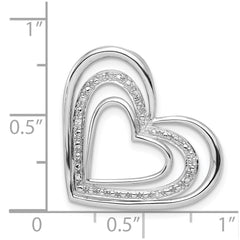 Sterling Silver Rhodium Plated Diamond Triple Heart Pendant - 2