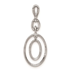 Sterling Silver Rhodium Diam. Oval Pendant