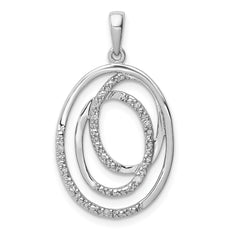 Sterling Silver Rhodium Plated Diamond Pendant - 2