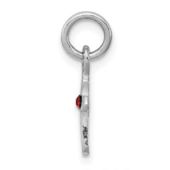 Sterling Silver RH-pltd Child's Jan Red Preciosca Crystal Cross Pendant