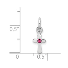 Sterling Silver RH-pltd Child's Oct Pink Preciosca Crystal Cross Pendant