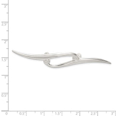 Sterling Silver Polished Double Scroll Pin Brooch