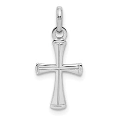 Sterling Silver RH Plated Child's Polished Cross Pendant - 2