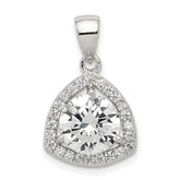 Sterling Silver Rhodium-plated Polished CZ Pendant - 2