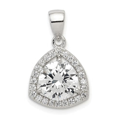 Sterling Silver Rhodium-plated Polished CZ Pendant - 2