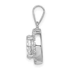 Sterling Silver Rhodium-plated Polished CZ Halo Pendant