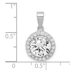 Sterling Silver Rhodium-plated Polished CZ Halo Pendant