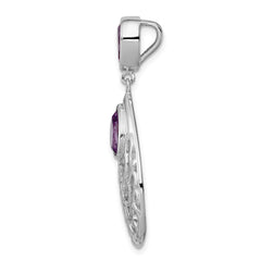 Sterling Silver Rhodium-plated Polished Amethyst Pendant - 2