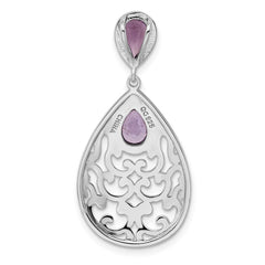 Sterling Silver Rhodium-plated Polished Amethyst Pendant - 2