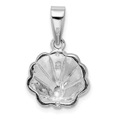 Sterling Silver Rhodium-plated Polished Created Blue Opal Oyster Pendant