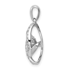 Sterling Silver Platinum-plated Vibrant CZ Pendant - 2