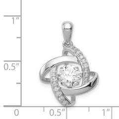 Sterling Silver Platinum-plated Vibrant CZ Pendant - 2