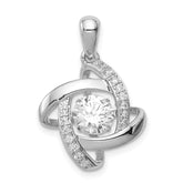 Sterling Silver Platinum-plated Vibrant CZ Pendant - 2