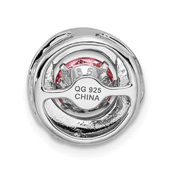 Sterling Silver Platinum-plated Polished Vibrant Pink CZ Circle Pendant
