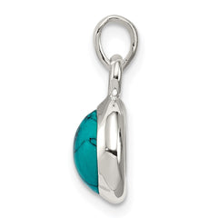 Sterling Silver Polished Lab Created Turquoise Pendant - 2