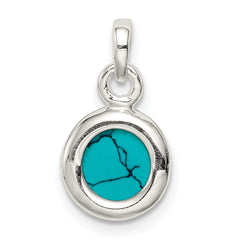 Sterling Silver Polished Lab Created Turquoise Pendant - 2