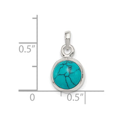 Sterling Silver Polished Lab Created Turquoise Pendant - 2