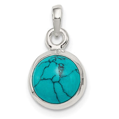 Sterling Silver Polished Lab Created Turquoise Pendant - 2