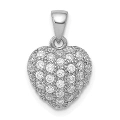 Sterling Silver Rhodium-plated CZ Micro pavâ Heart Pendant