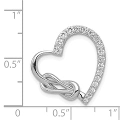 Sterling Silver Rhodium-plated CZ Heart Chain Slide - 3