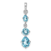 Sterling Silver Rhodium-plated Blue Topaz Pendant - 2
