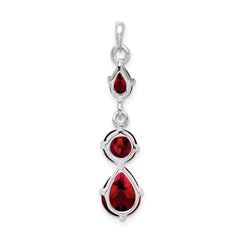 Sterling Silver Rhodium-plated Garnet Pendant - 2