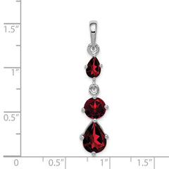 Sterling Silver Rhodium-plated Garnet Pendant - 2