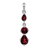 Sterling Silver Rhodium-plated Garnet Pendant - 2