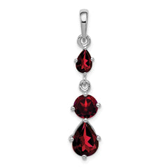 Sterling Silver Rhodium-plated Garnet Pendant - 2