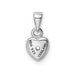 Sterling Silver Rhodium-plated Polished CZ Heart Children's Pendant