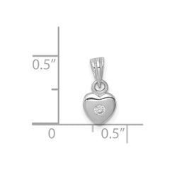 Sterling Silver Rhodium-plated Polished CZ Heart Children's Pendant