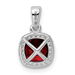 Sterling Silver Rhod-plate 1.05Garnet/Creat. White Sapphire Pendant