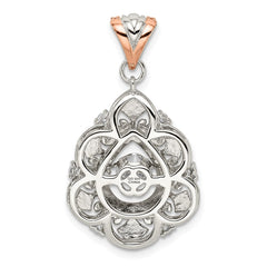 Sterling Silver Plat-plate Rose-tone Vibrant CZ Fancy Penda