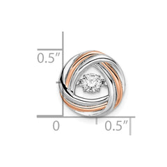 Sterling Silver Platium-plated Rose-tone Vibrant CZ Chain Slide