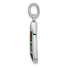 Sterling Silver Rhodium-plated Abalone Teardrop Pendant