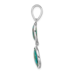 Sterling Silver Rhodium-plated w/Reconstituted Turquoise Pendant - 2