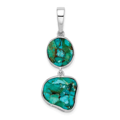 Sterling Silver Rhodium-plated w/Reconstituted Turquoise Pendant - 2