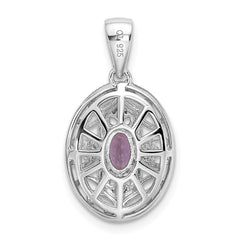 Sterling Silver Rhodium-plated Oval Amethyst and White Topaz Pendant